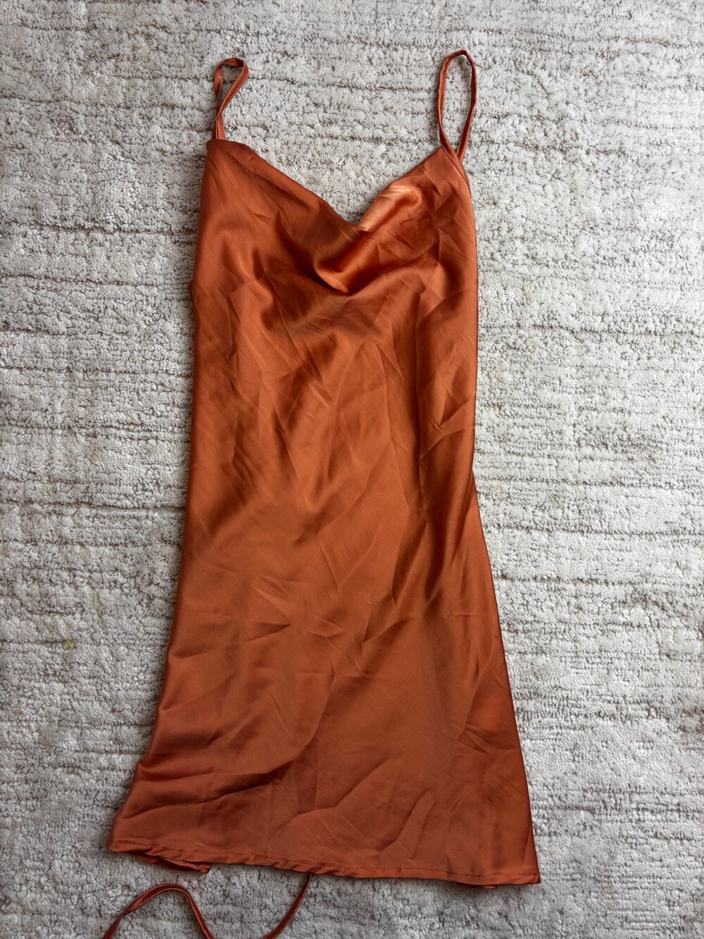 Satin Slip Dress Burnt Orange Spaghetti Strap Size XS